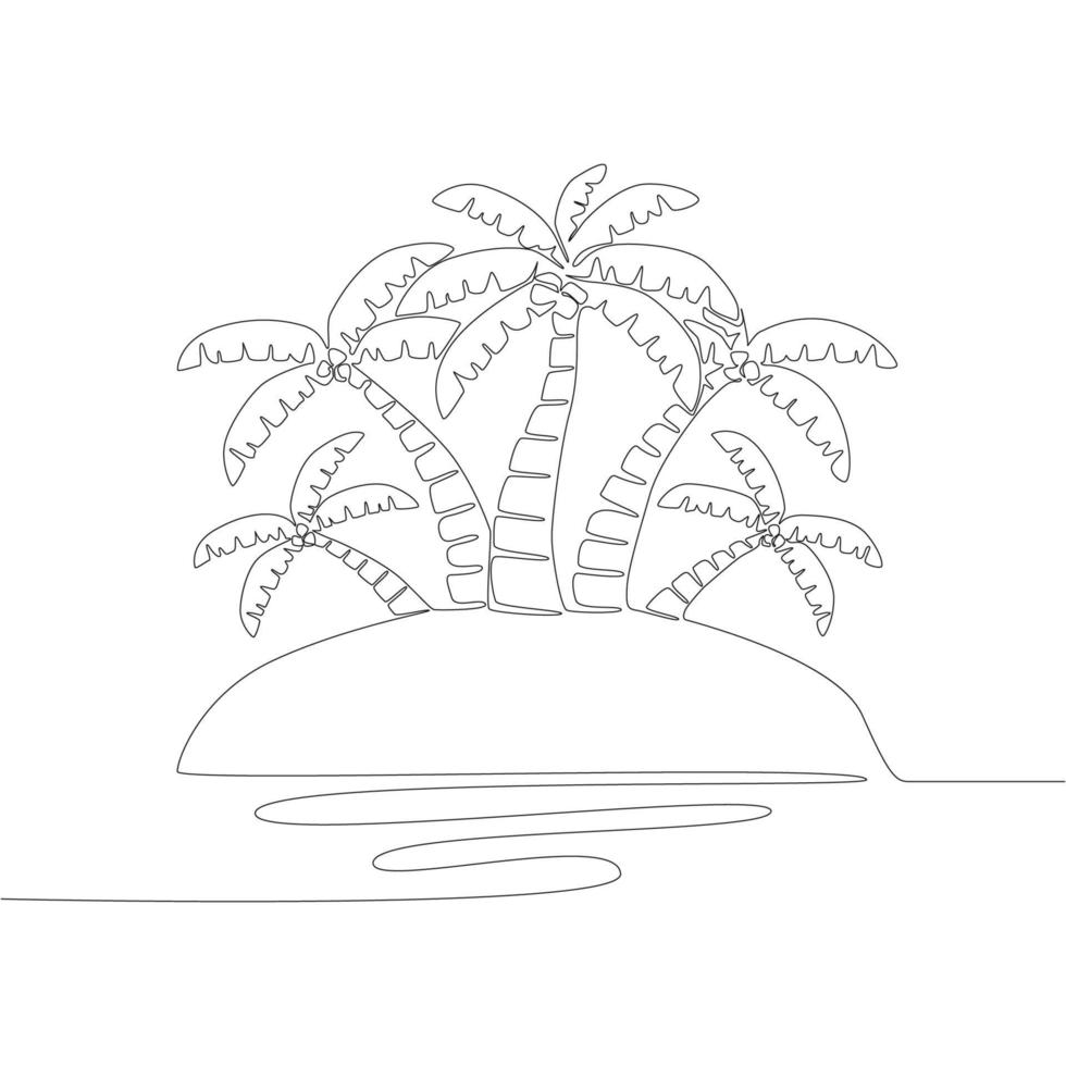 Continuous Line for Beach View Vector Illustration.