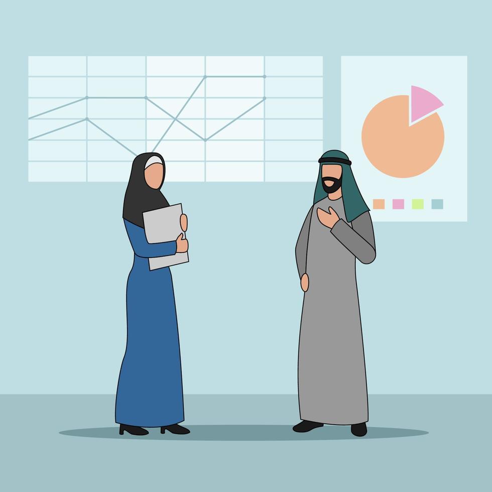 Arabic Business Characters Vector Illustration - Business Discussion