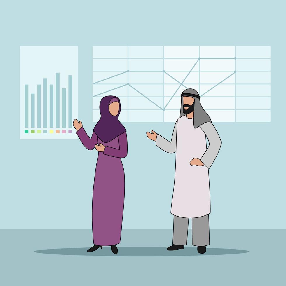 Arabic Business Characters Vector Illustration - Business Discussion