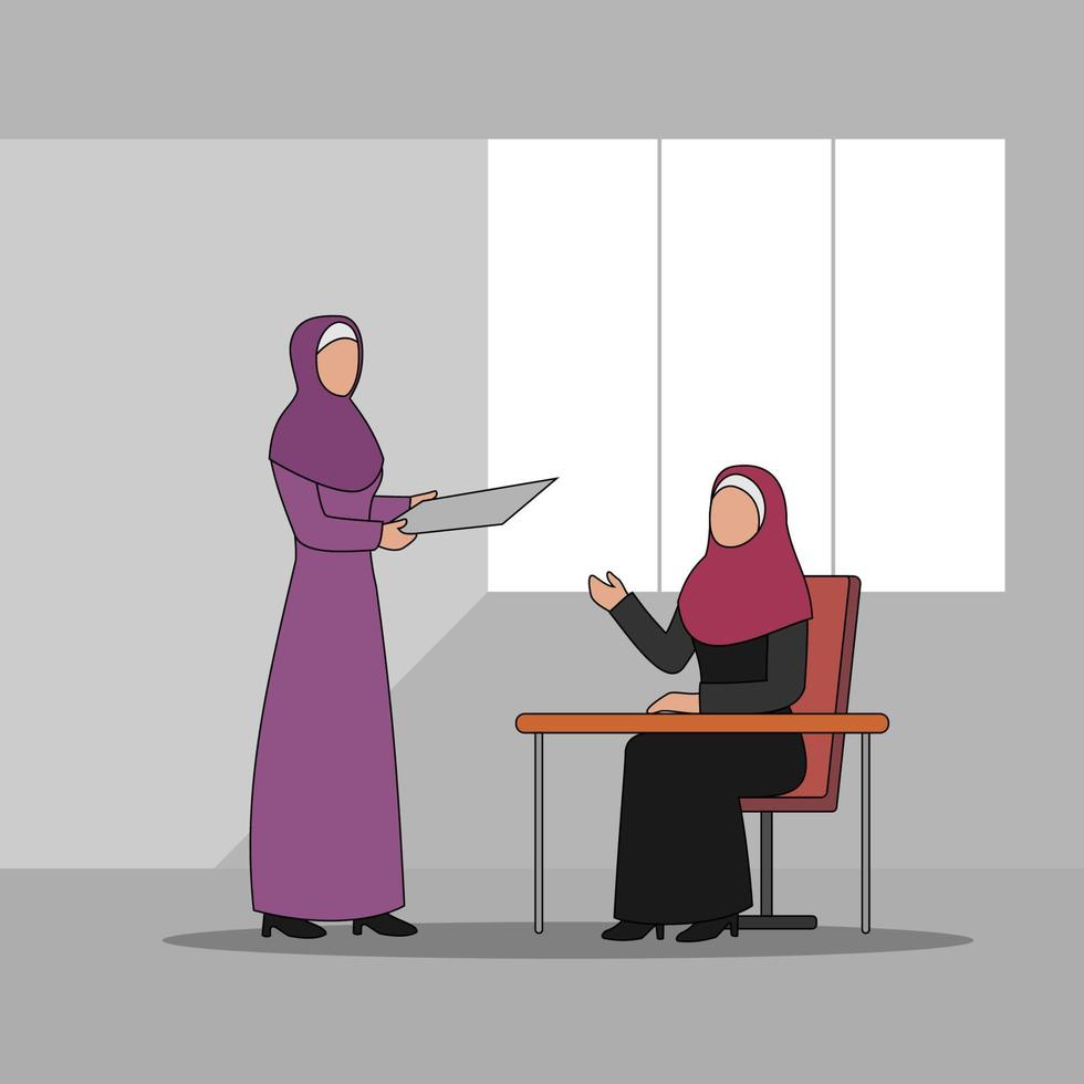 Arabic Business Characters Vector Illustration - Business Discussion