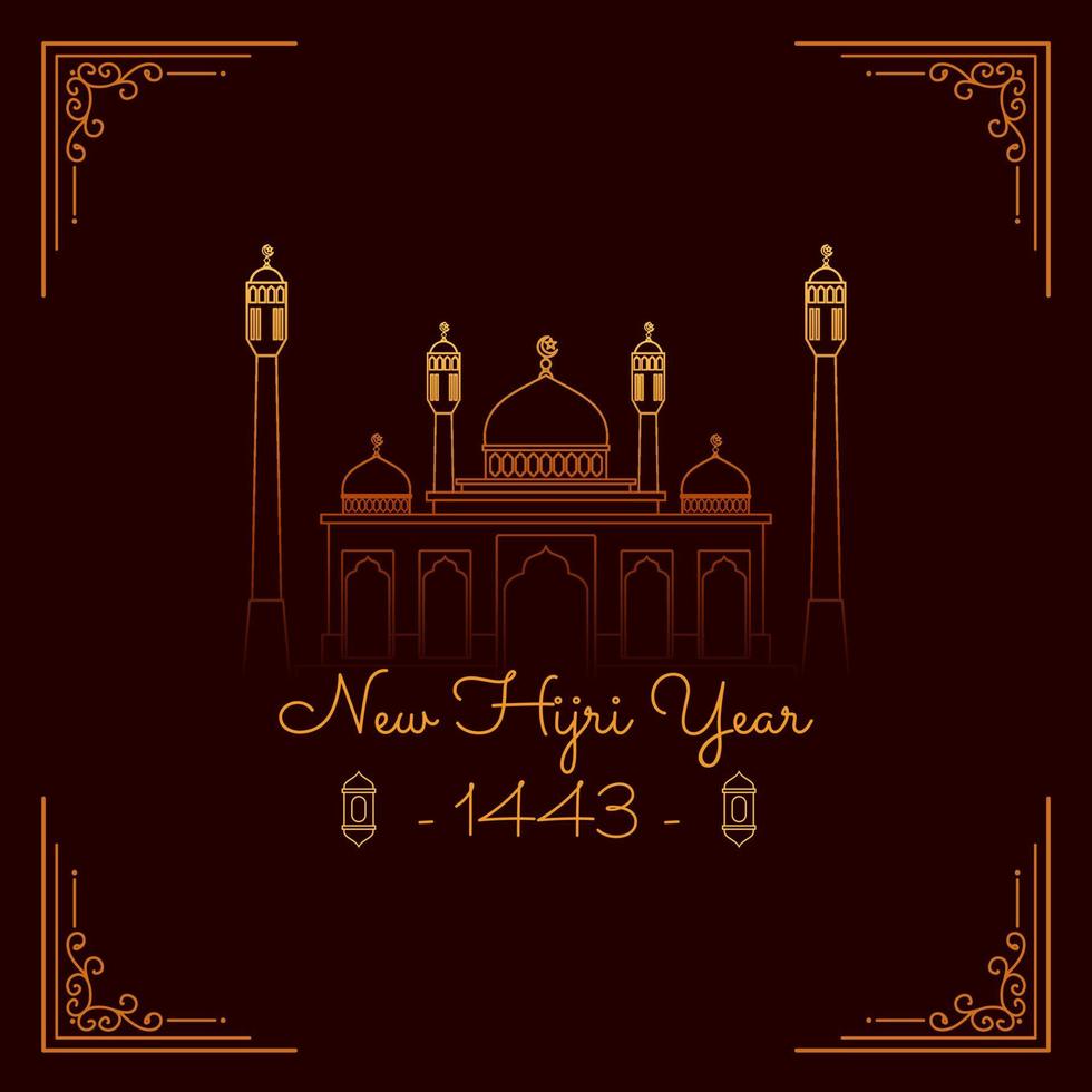 ilustración vectorial de feliz nuevo año hijri 1443. feliz. diseño gráfico para la decoración de certificados de regalo, pancartas y folletos. la traducción es feliz año nuevo islámico vector