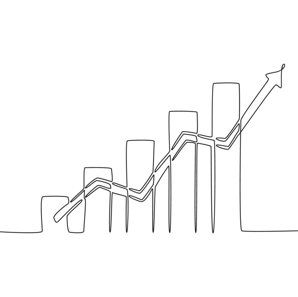 Continous line vector illustration for growth business symbol.