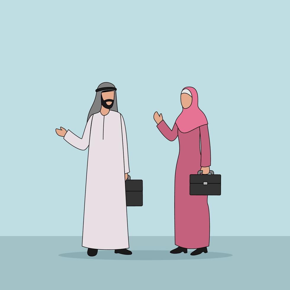 Arabic Business Characters Vector Illustration - Business Discussion