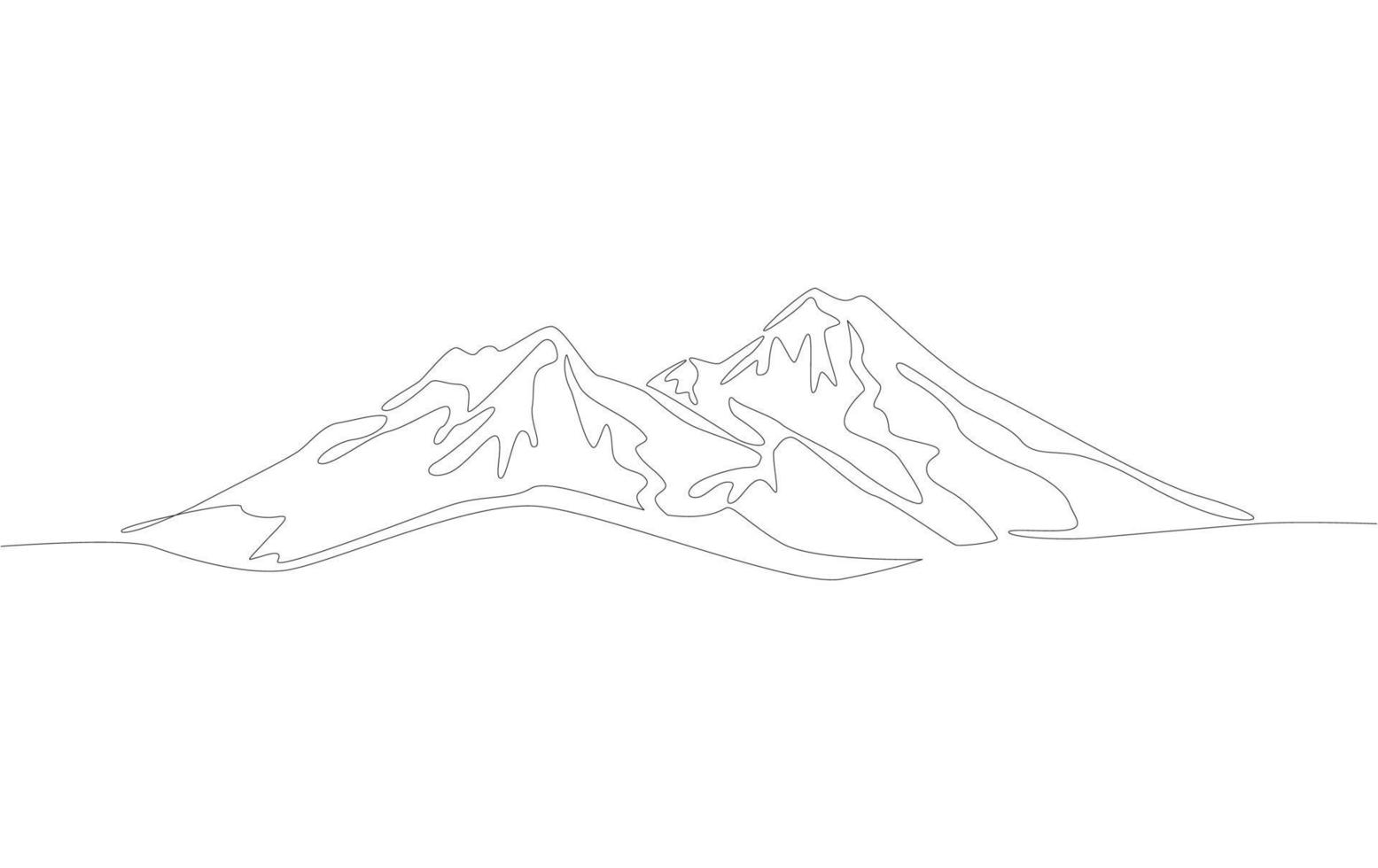 Continuous Line for Mountain View Vector Illustration.