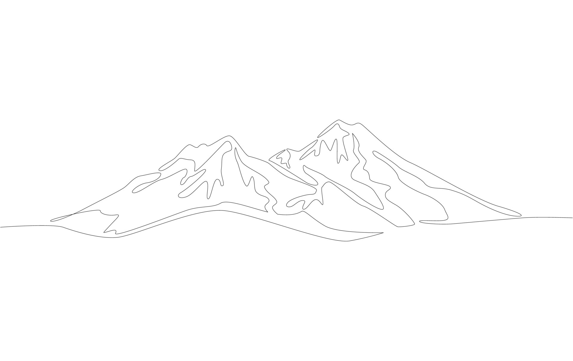 Continuous Line for Mountain View Vector Illustration. 6825580 Vector