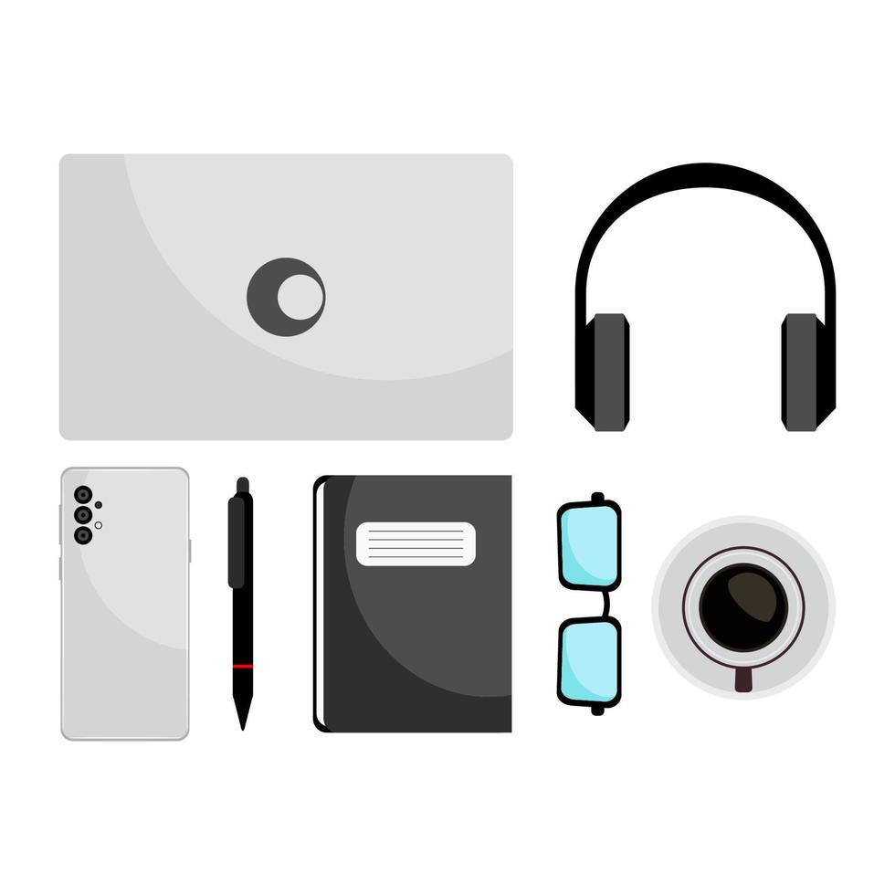 Illustration Businessmen Tools Work On the Desk. Vector Design Illustration