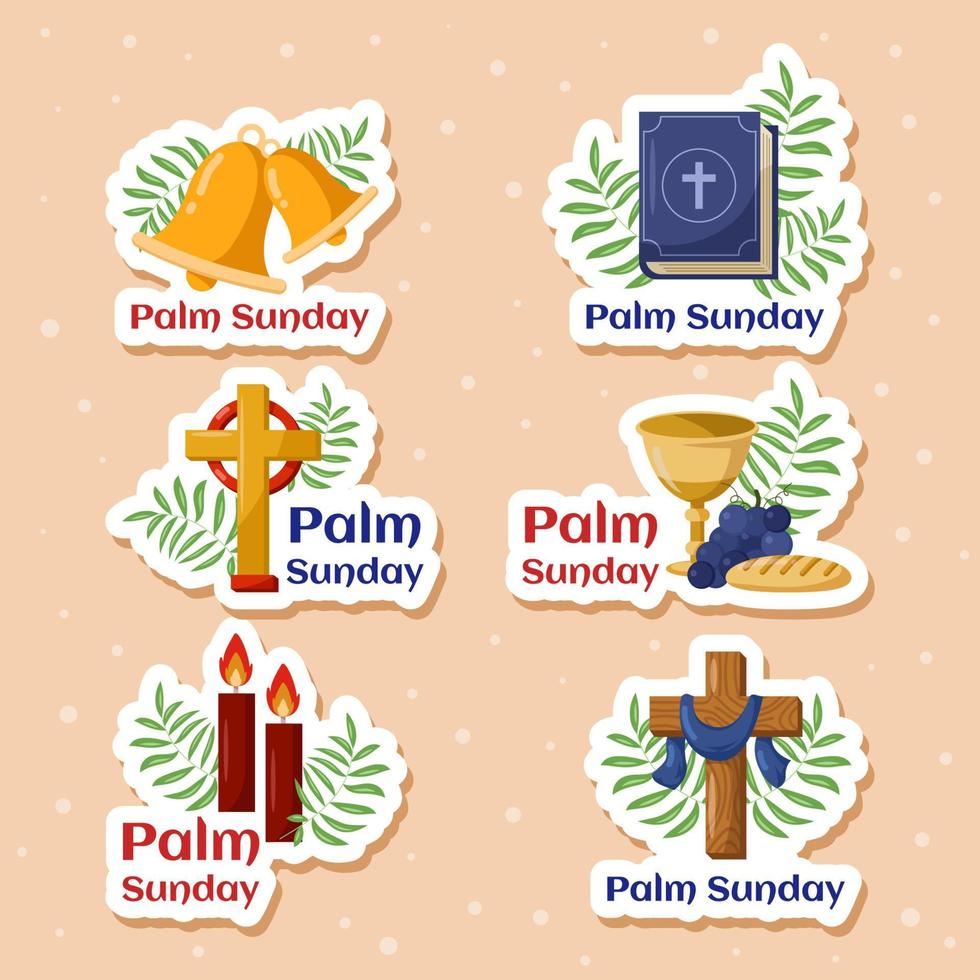 Palm Sunday Sticker Set vector