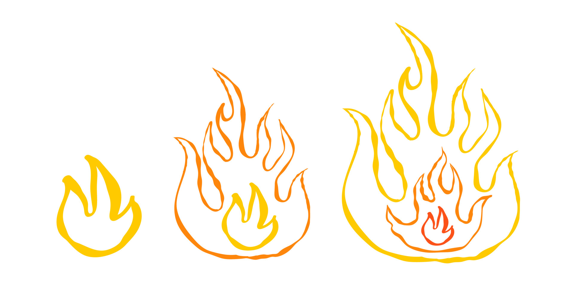 Set flame and fire in vintage style hand drawn Vector Image