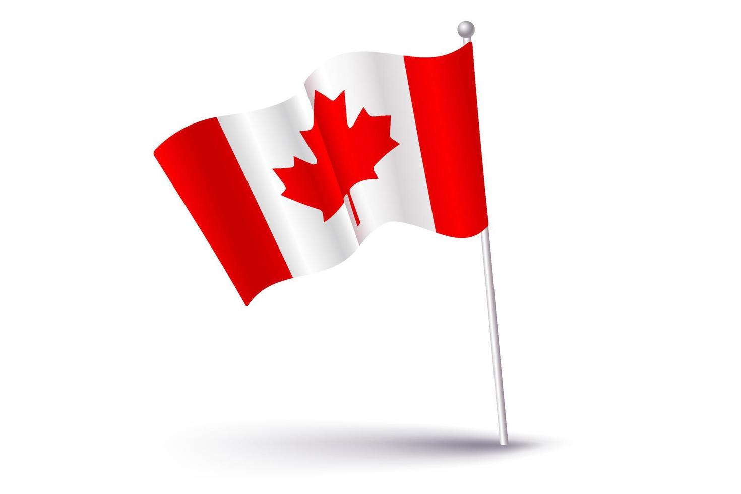 Vector Canadian flag in 3D style. Vintage flag of Canada.