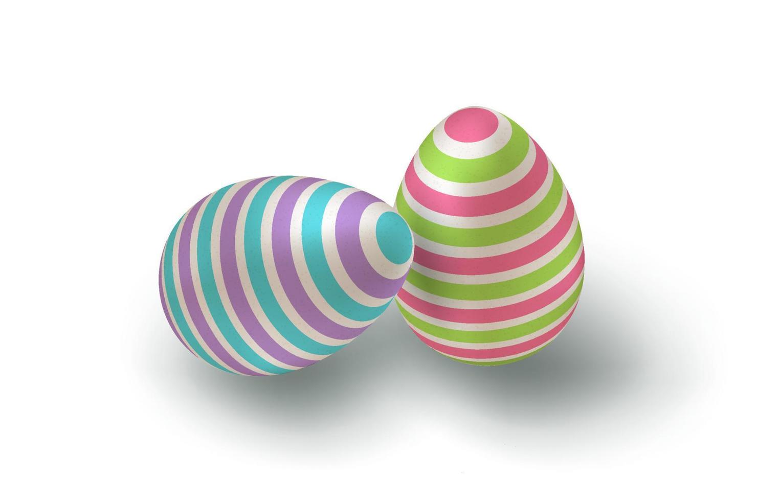 Vector striped colorful eggs in realistic style for Easter.