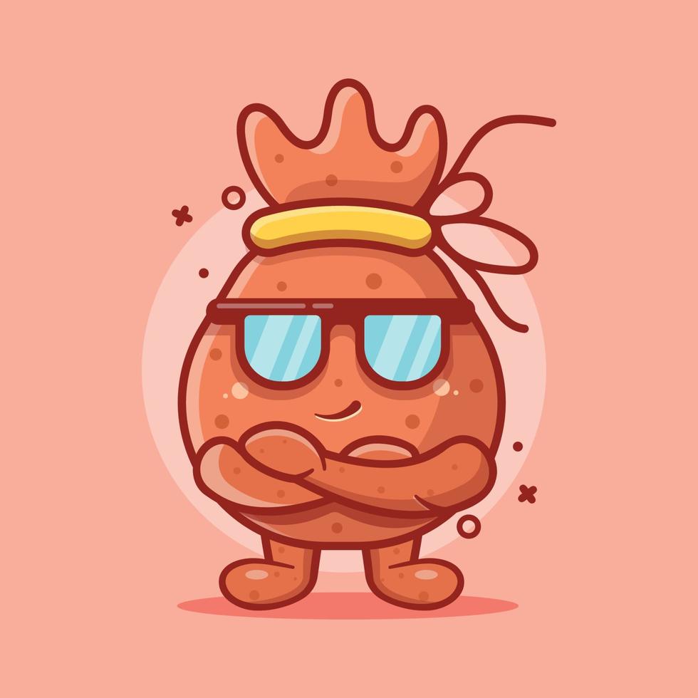 super cool money bag character mascot isolated cartoon in flat style design vector