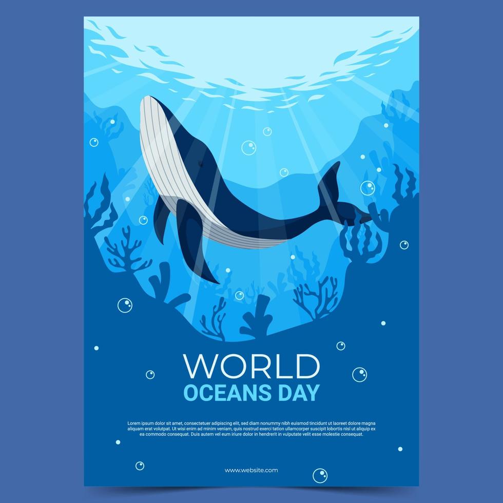 Ocean Day Poster vector