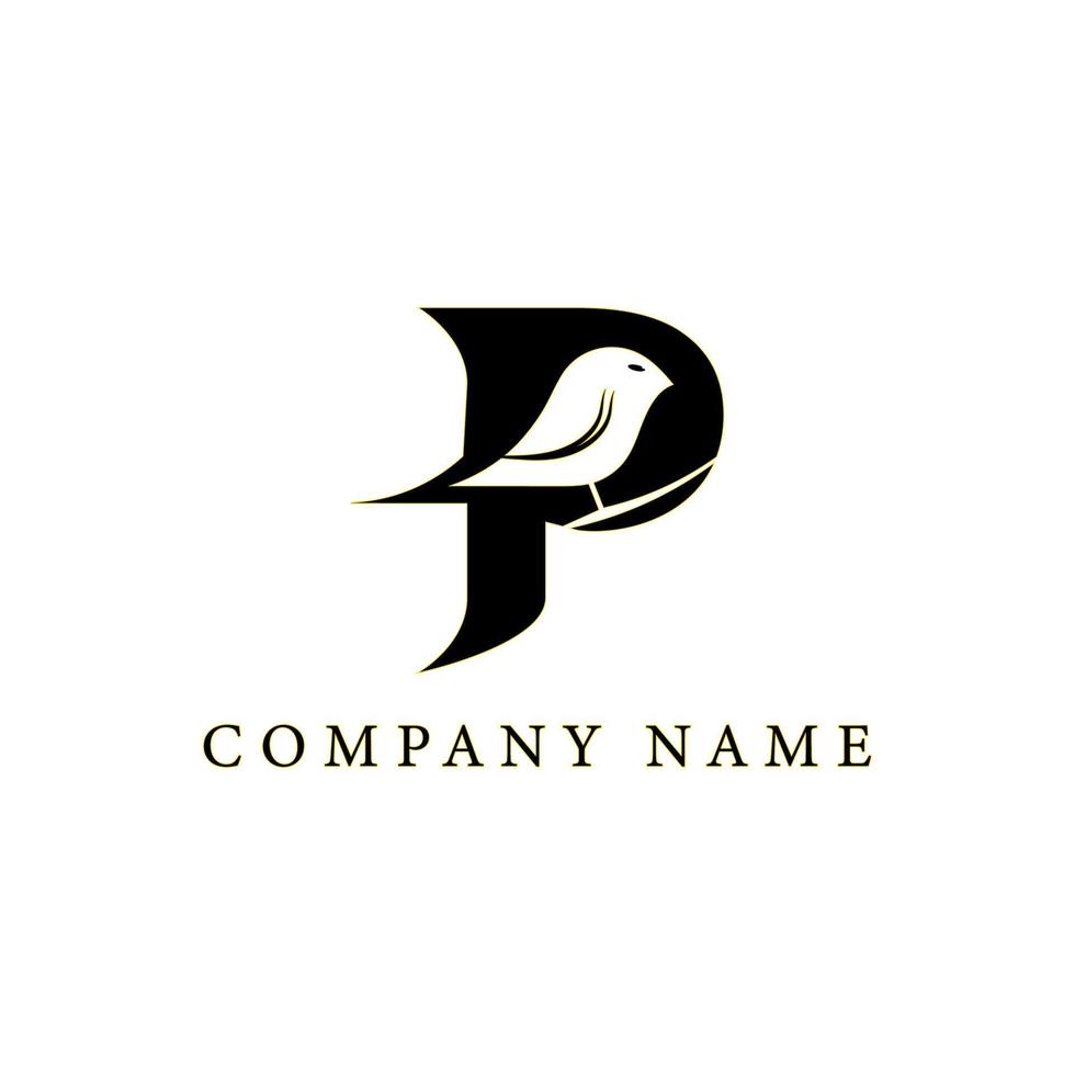 Letter p and bird logo vector