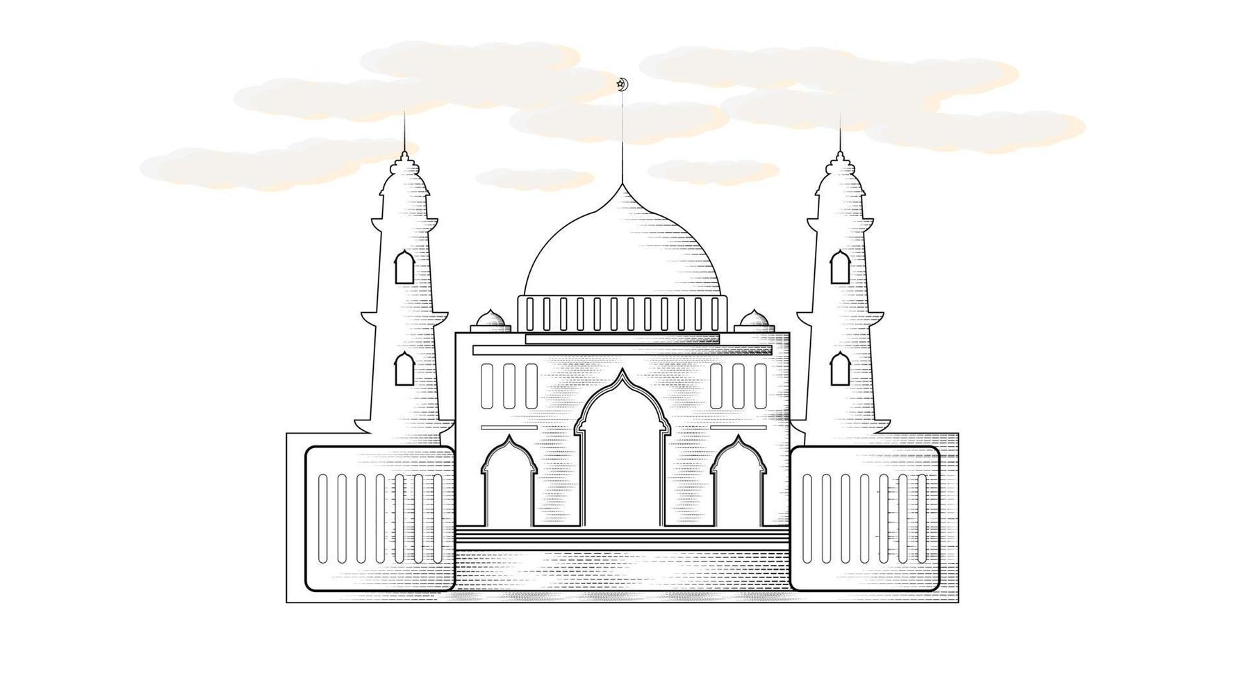 Illustration of a Muslim mosque in an old style vector