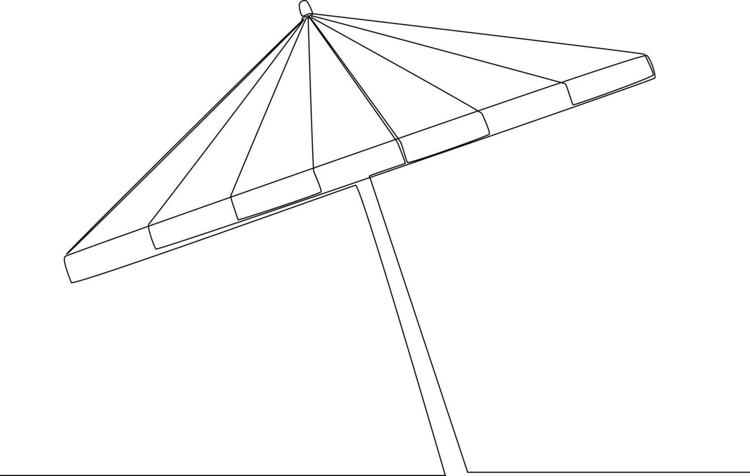 Simple continuous line drawing Beach Umbrella. The symbol of a holiday by the sea. Vector Illustration.