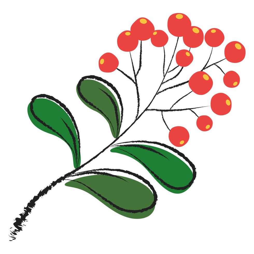 Hand Draw Brush Flower. vector