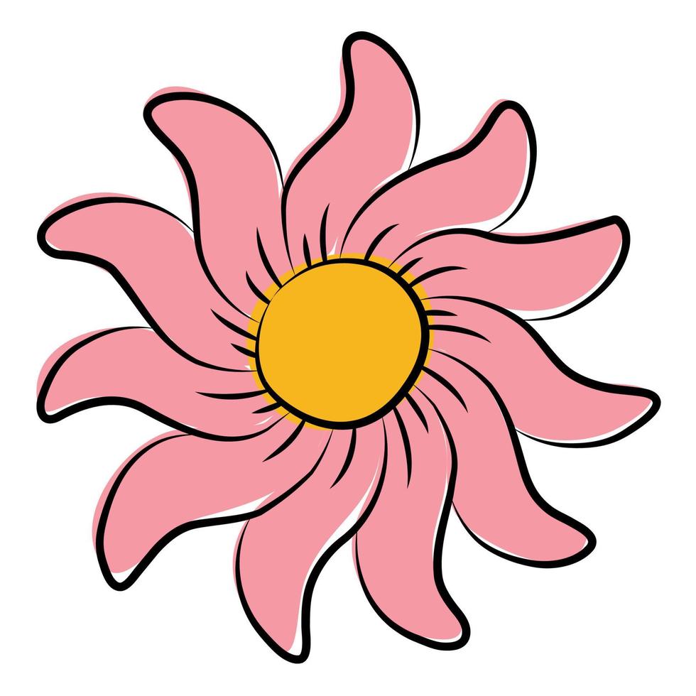 Hand Draw Brush Flower. vector