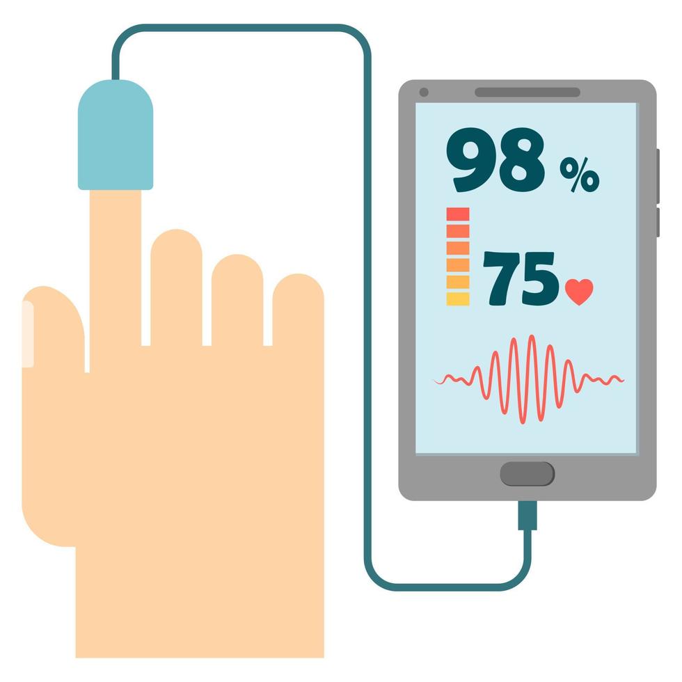 Medical Pulse Oximeter Smartphone. vector