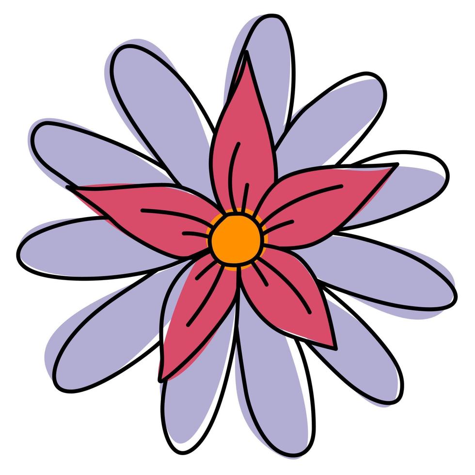 Hand Draw Brush Flower. vector