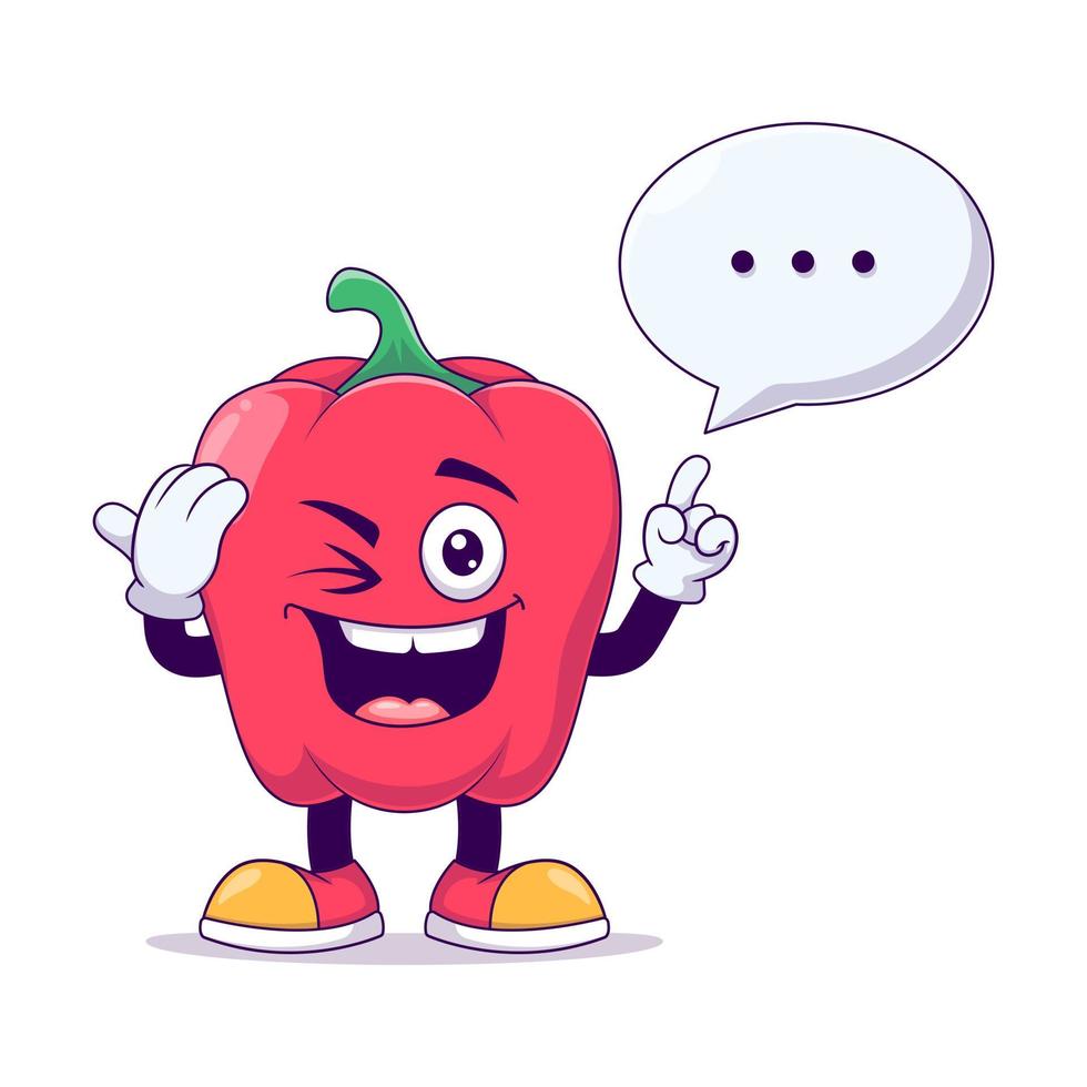 stand and give salute pose red bell pepper cartoon vector