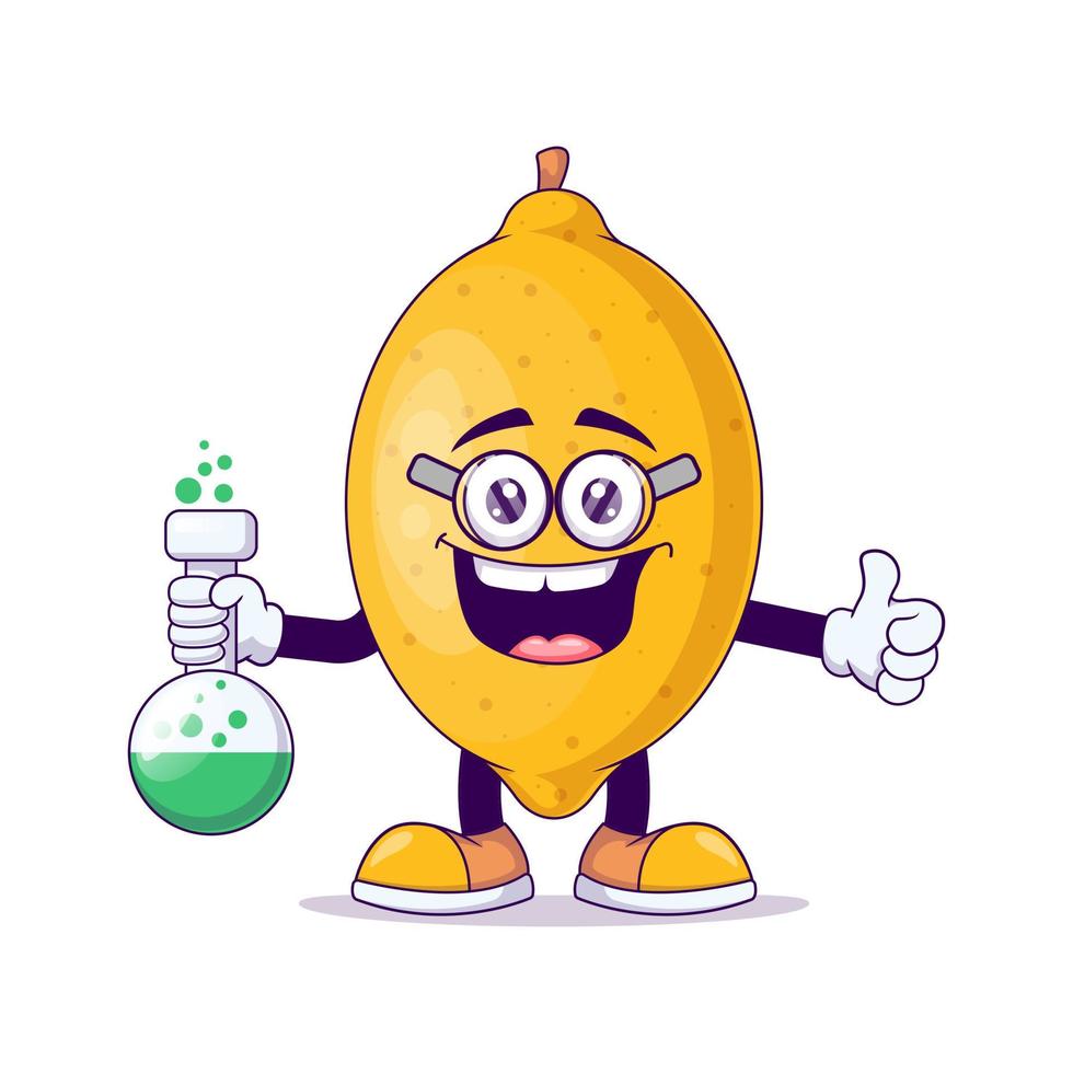 Scientist lemon cartoon mascot character vector