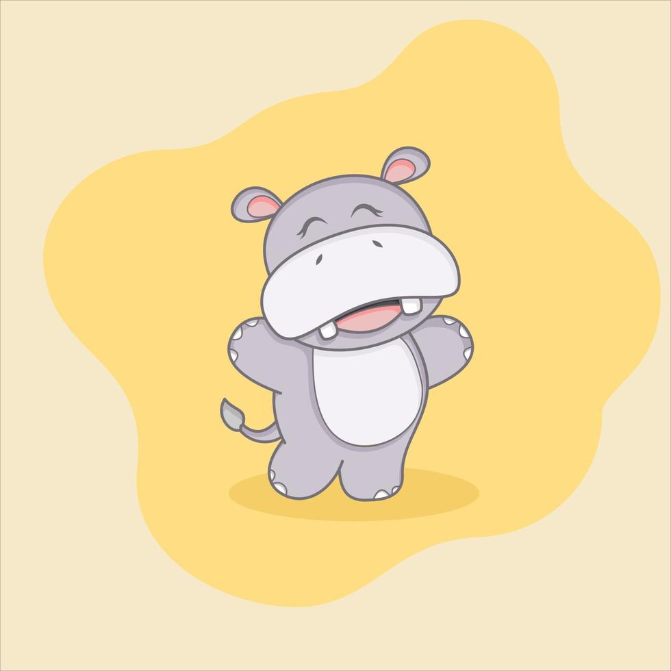 cute hippo is happy vector