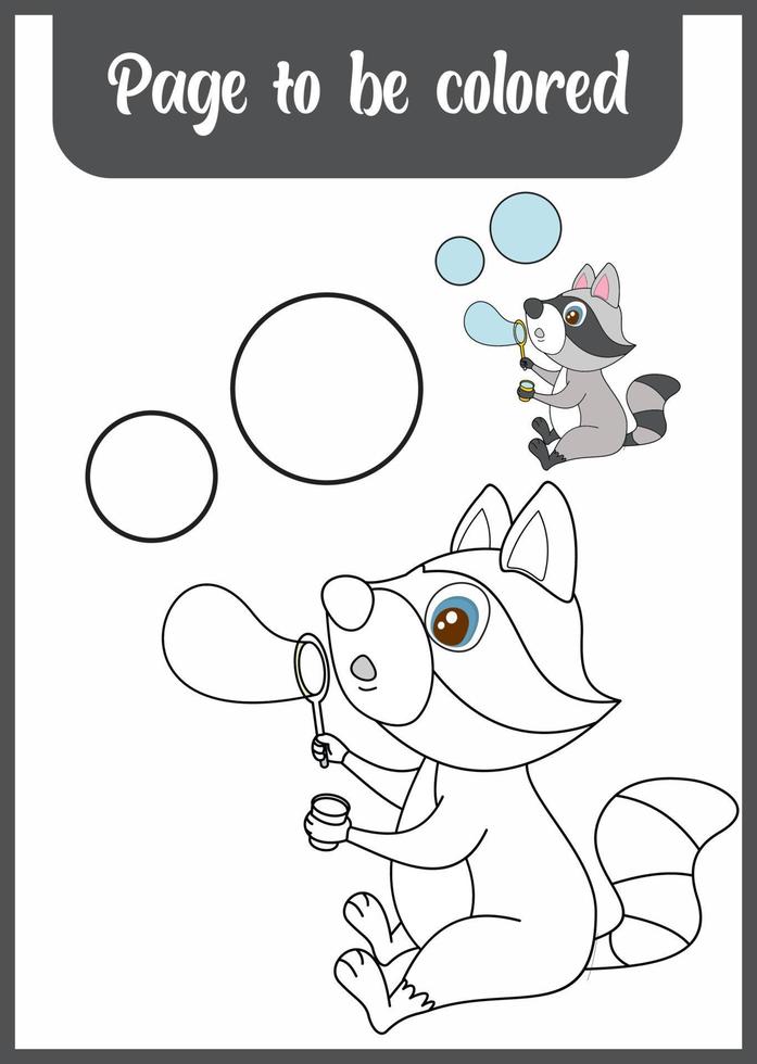 coloring page for kid . cute raccoon vector