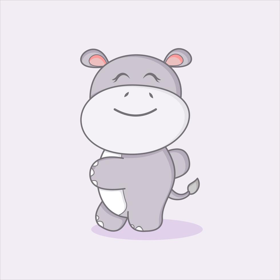 cute hippo is happy vector
