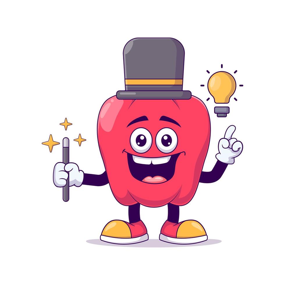 Magician red bell pepper cartoon mascot characters vector