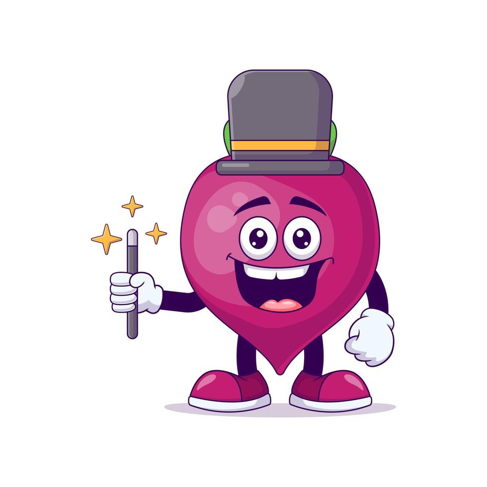 Magician beetroot cartoon mascot character vector