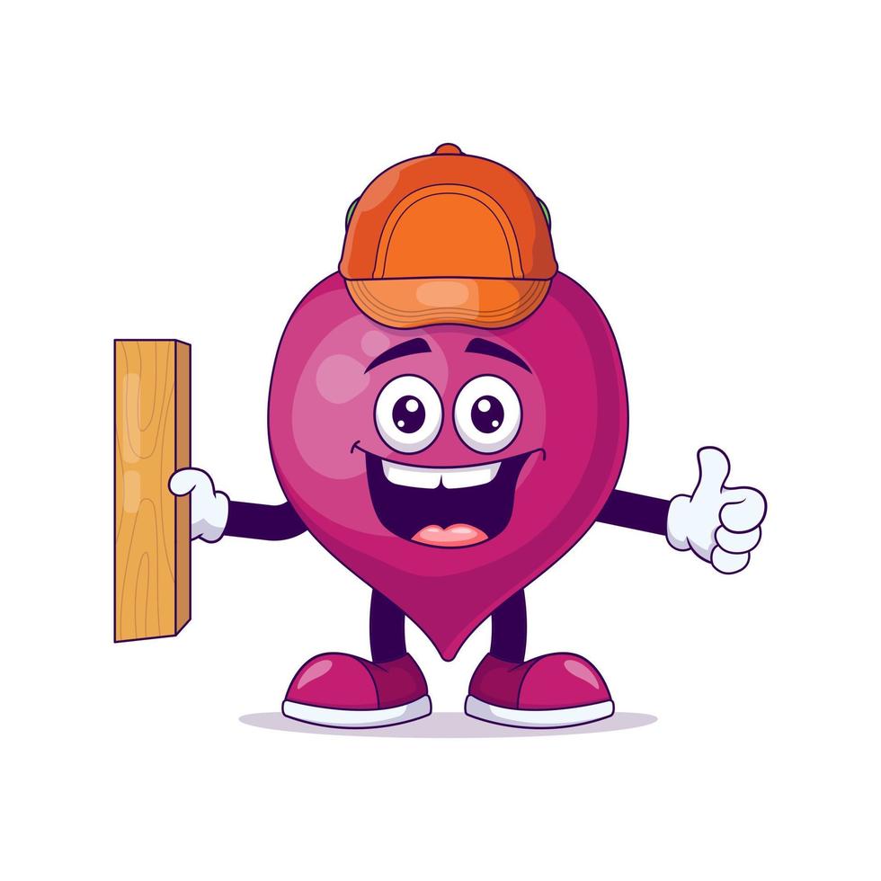 Carpenter beetroot cartoon mascot character vector