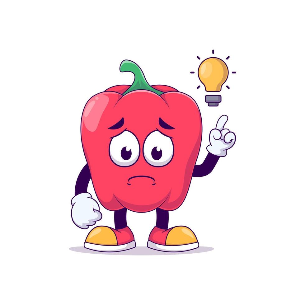 unhappy red bell pepper cartoon mascot vector