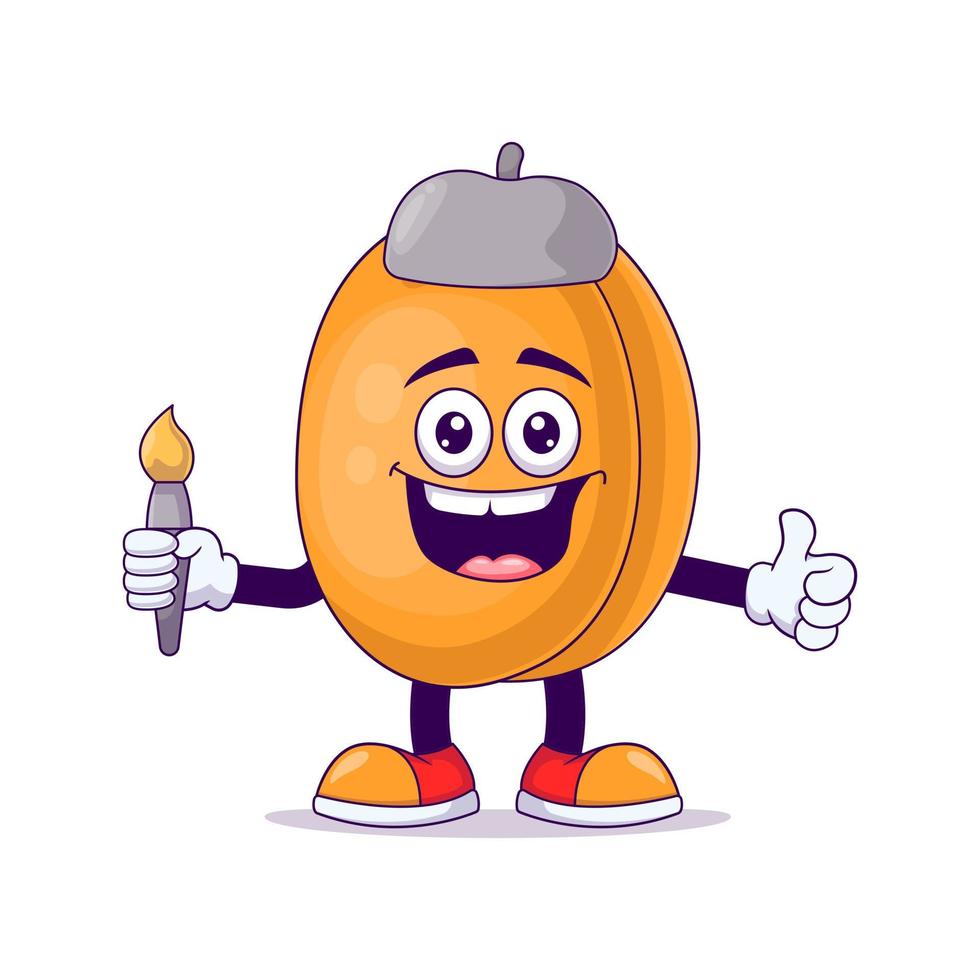 Artist peach cartoon mascot character vector