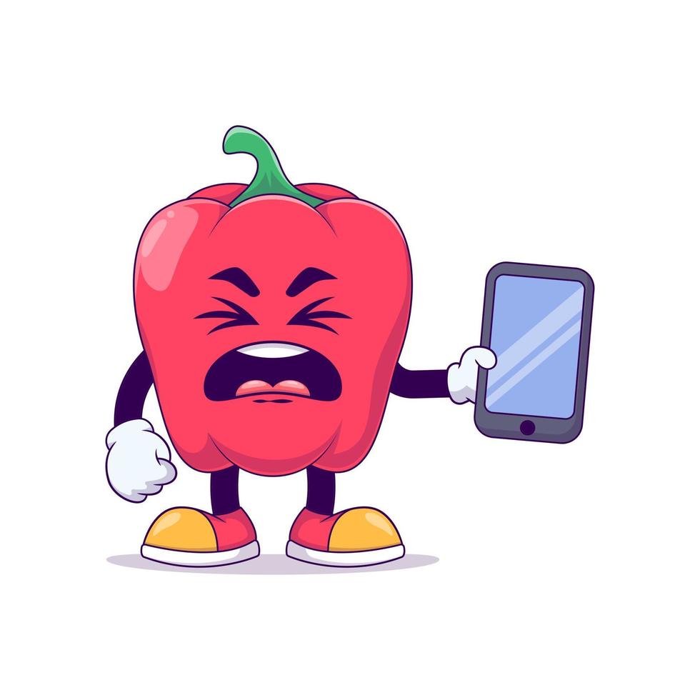 disgust or sneezing red bell pepper cartoon vector