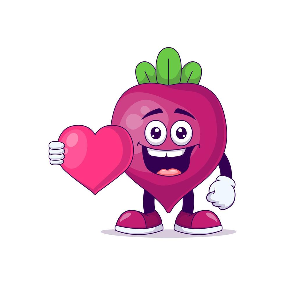 With love beetroot cartoon mascot character vector