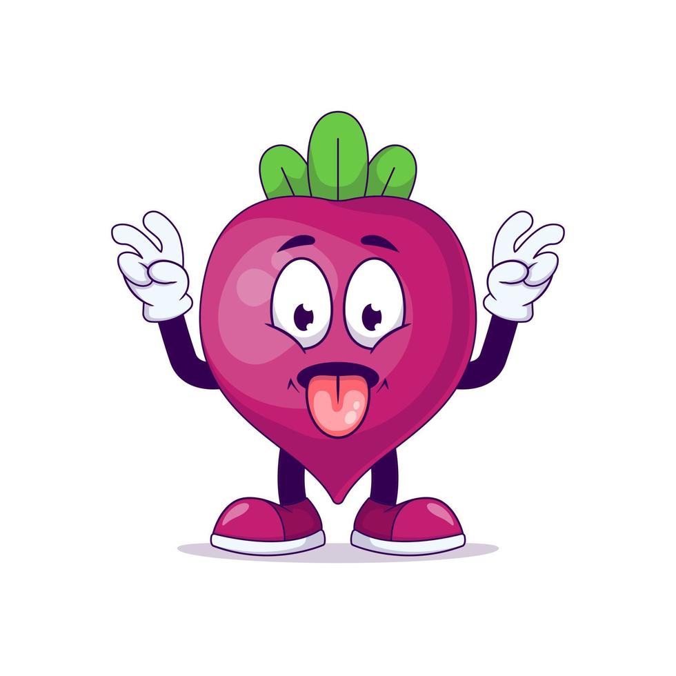 beetroot cartoon mascot showing teasing expression vector