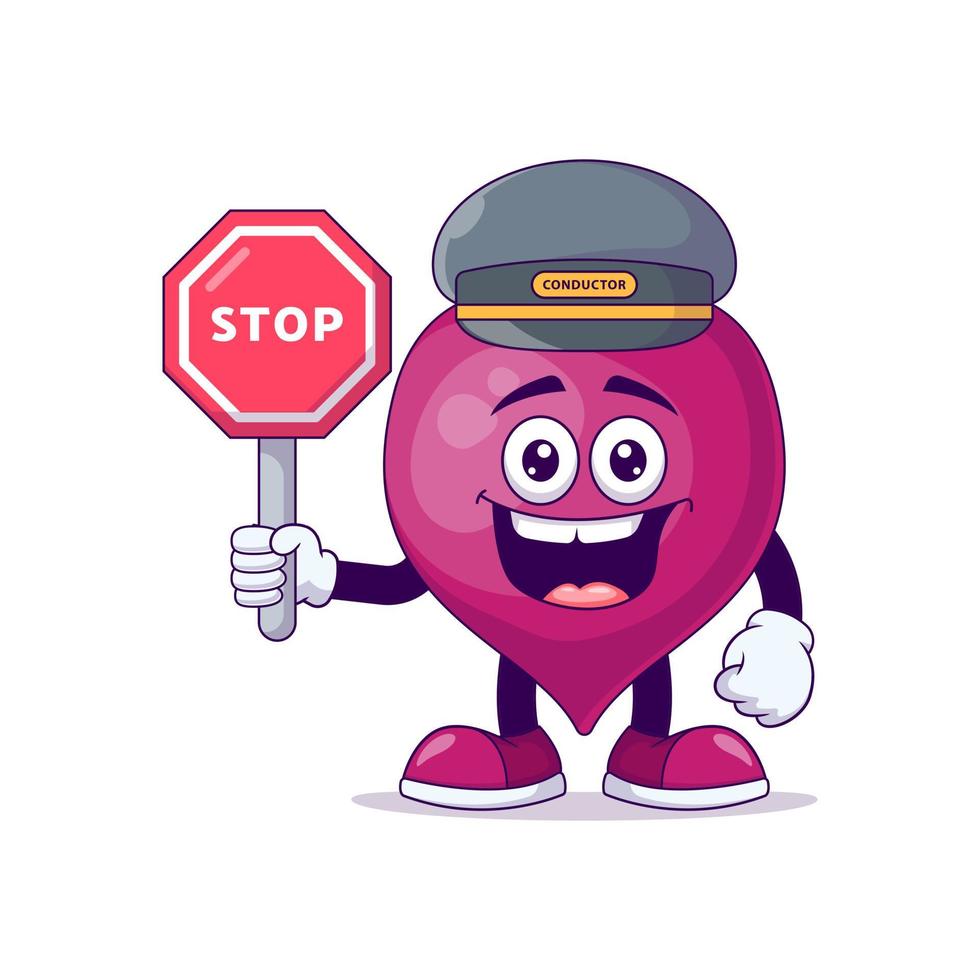 Train conductor beetroot cartoon mascot character vector