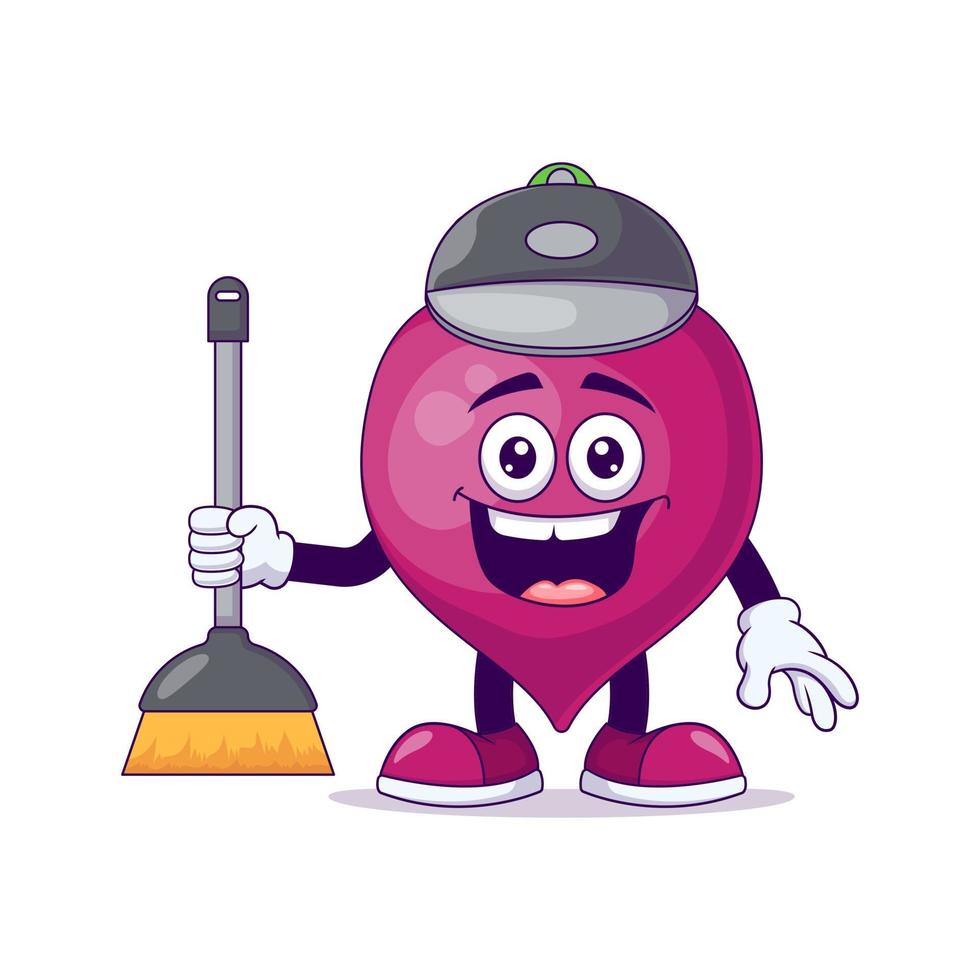 Cleaner beetroot cartoon mascot character vector