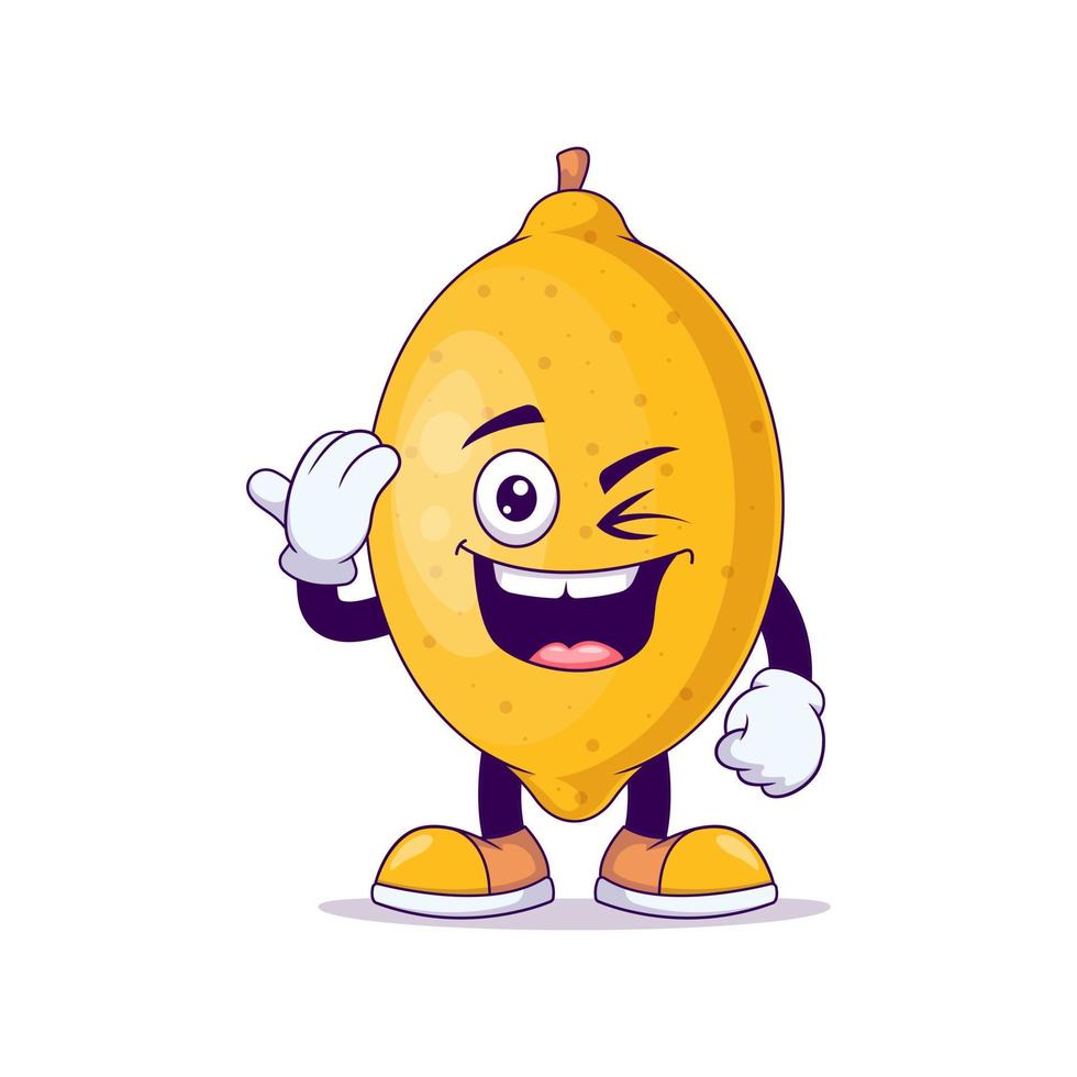 lemon cartoon mascot showing salute expression vector