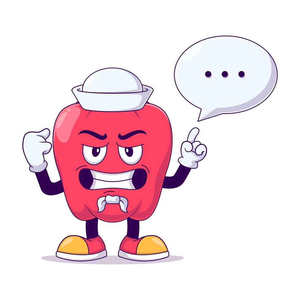 Sailor red bell pepper cartoon mascot vector
