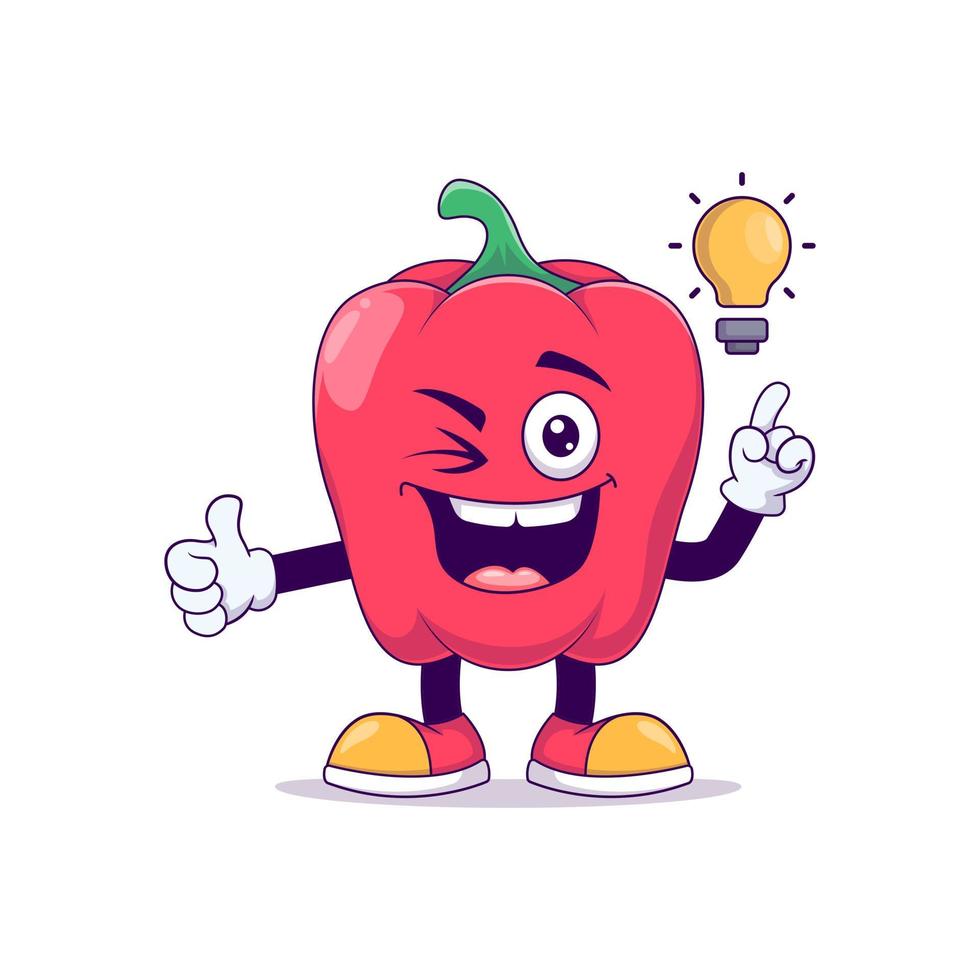 smiling face with wink eye blink bell pepper cartoon vector