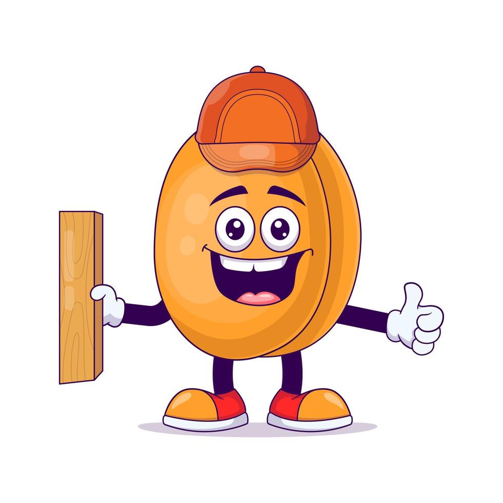 Carpenter peach cartoon mascot character vector