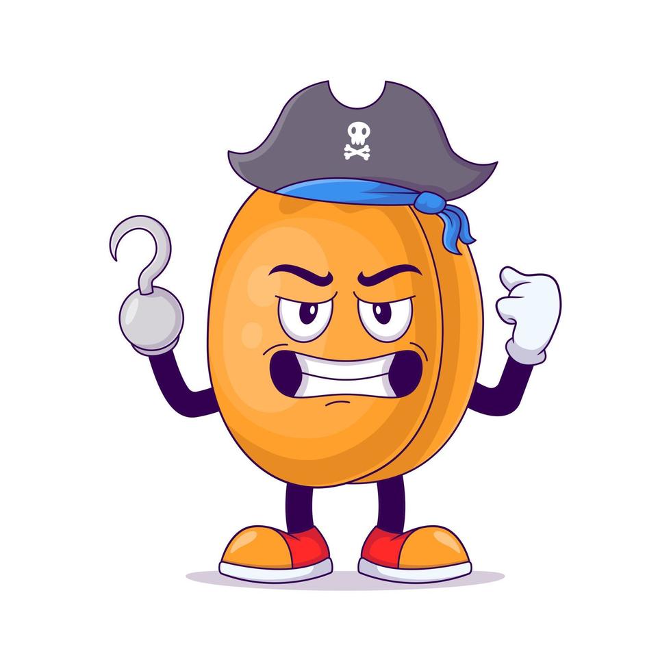 Pirate peach cartoon mascot character vector