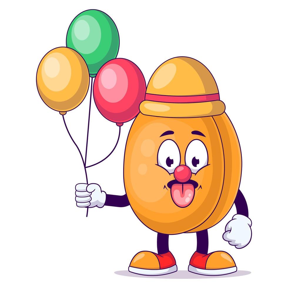 Clown peach cartoon mascot character vector