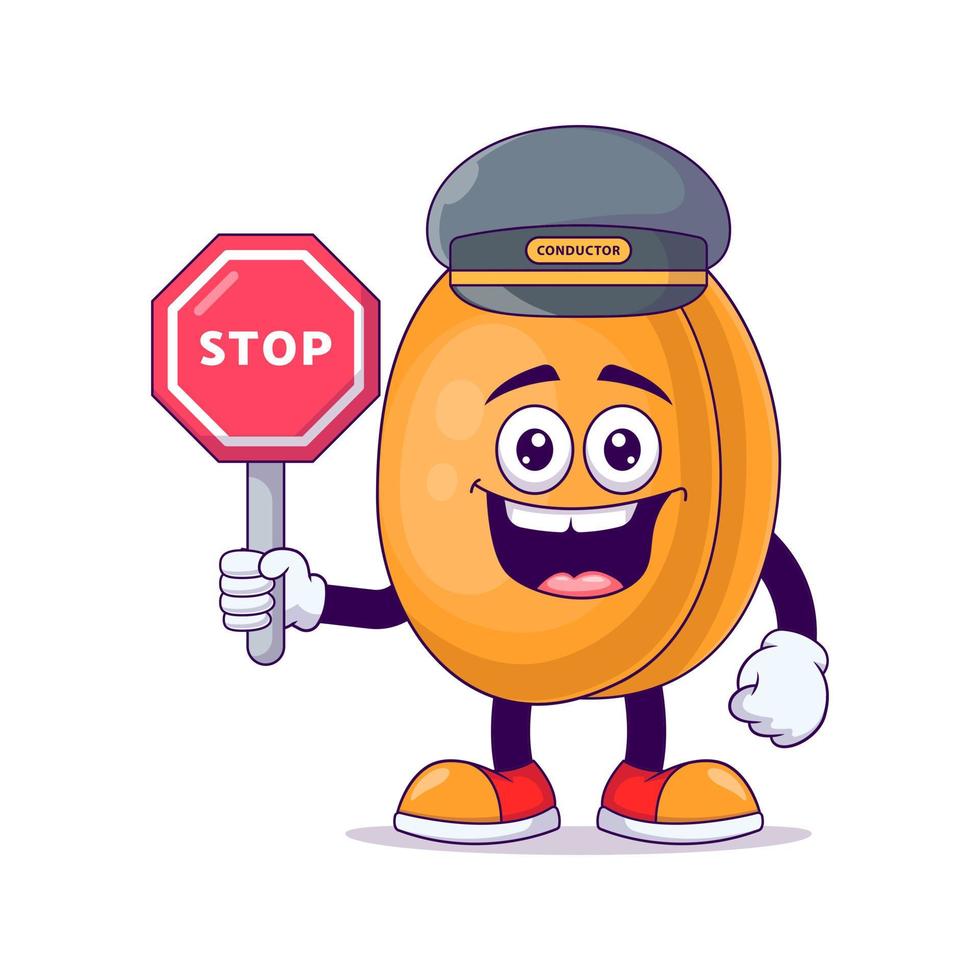 Train conductor peach cartoon mascot character vector
