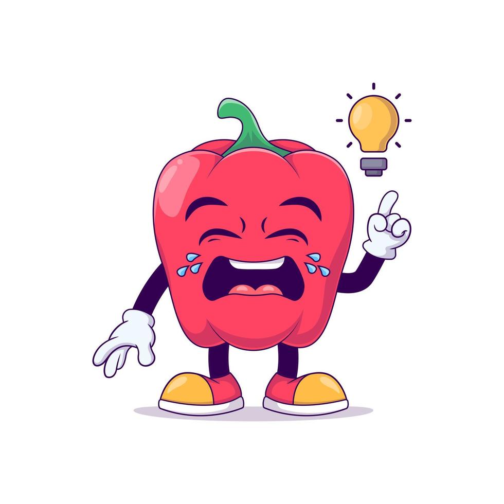 crying red bell pepper cartoon mascot character vector