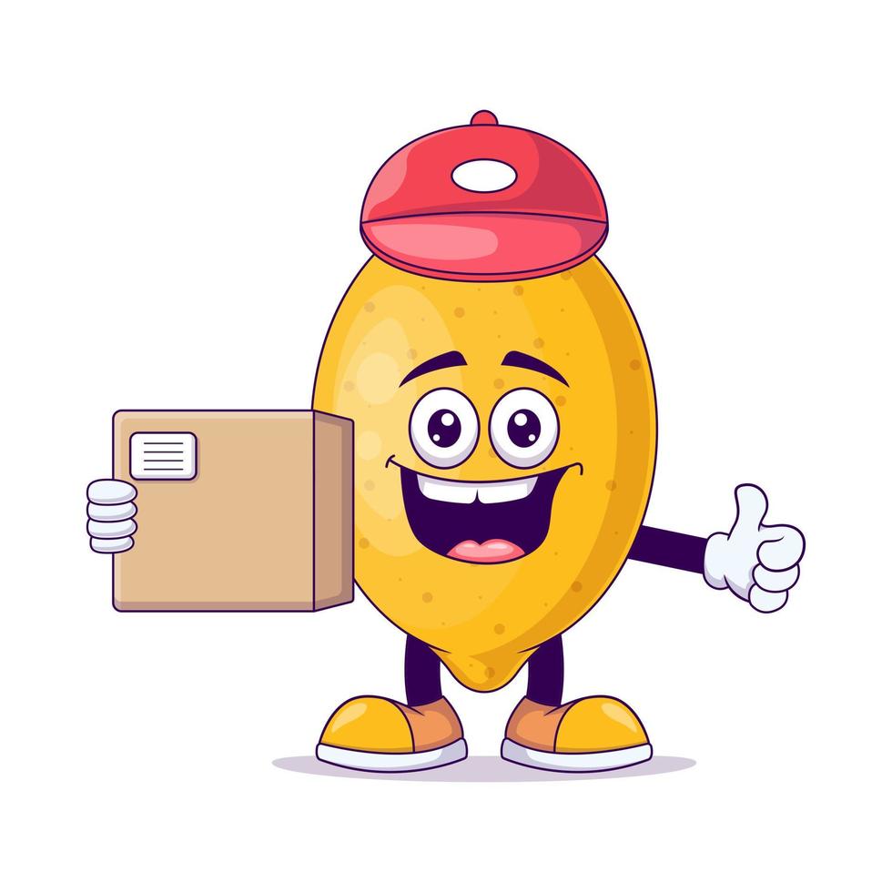 Courier lemon cartoon mascot character vector