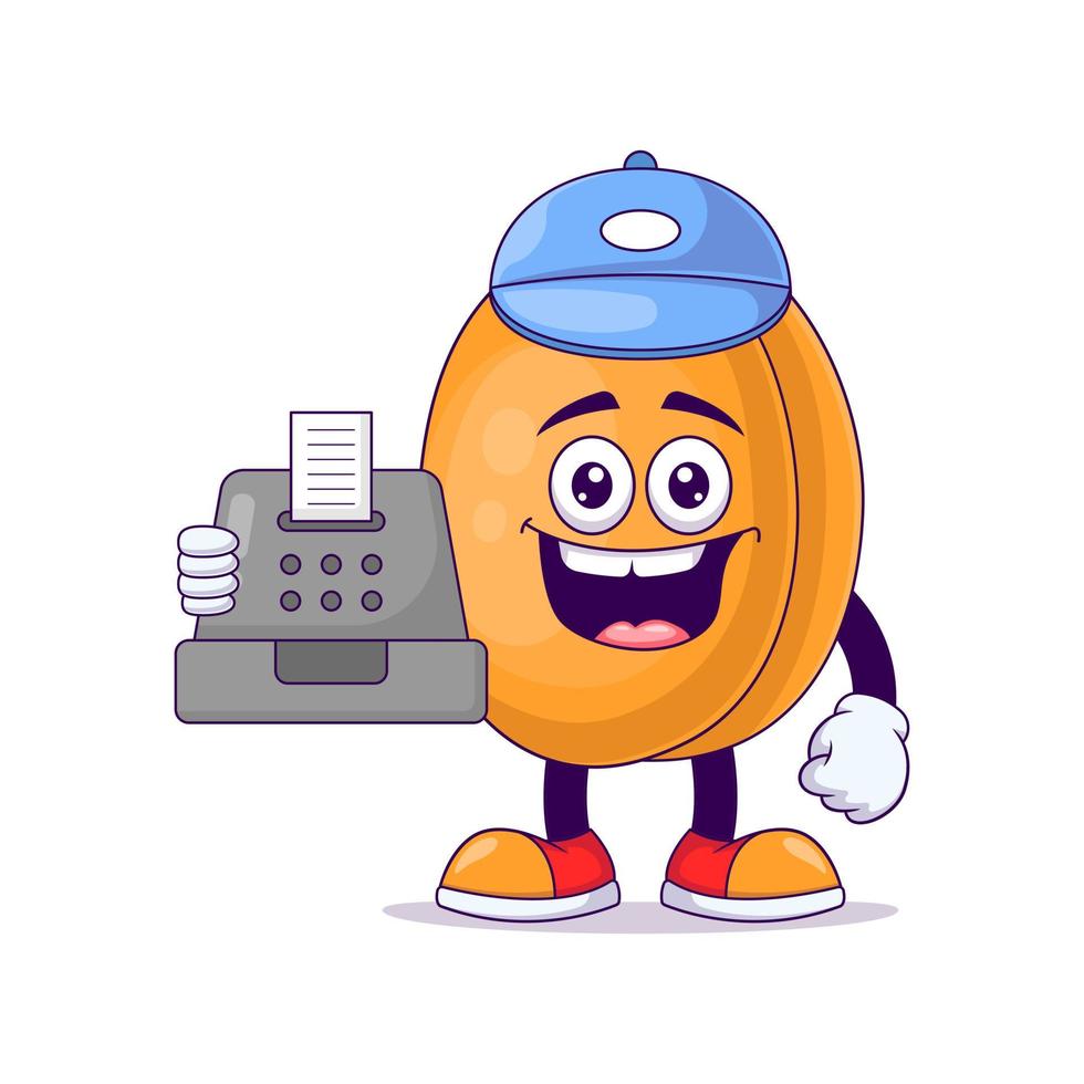 Cashier peach cartoon mascot character vector