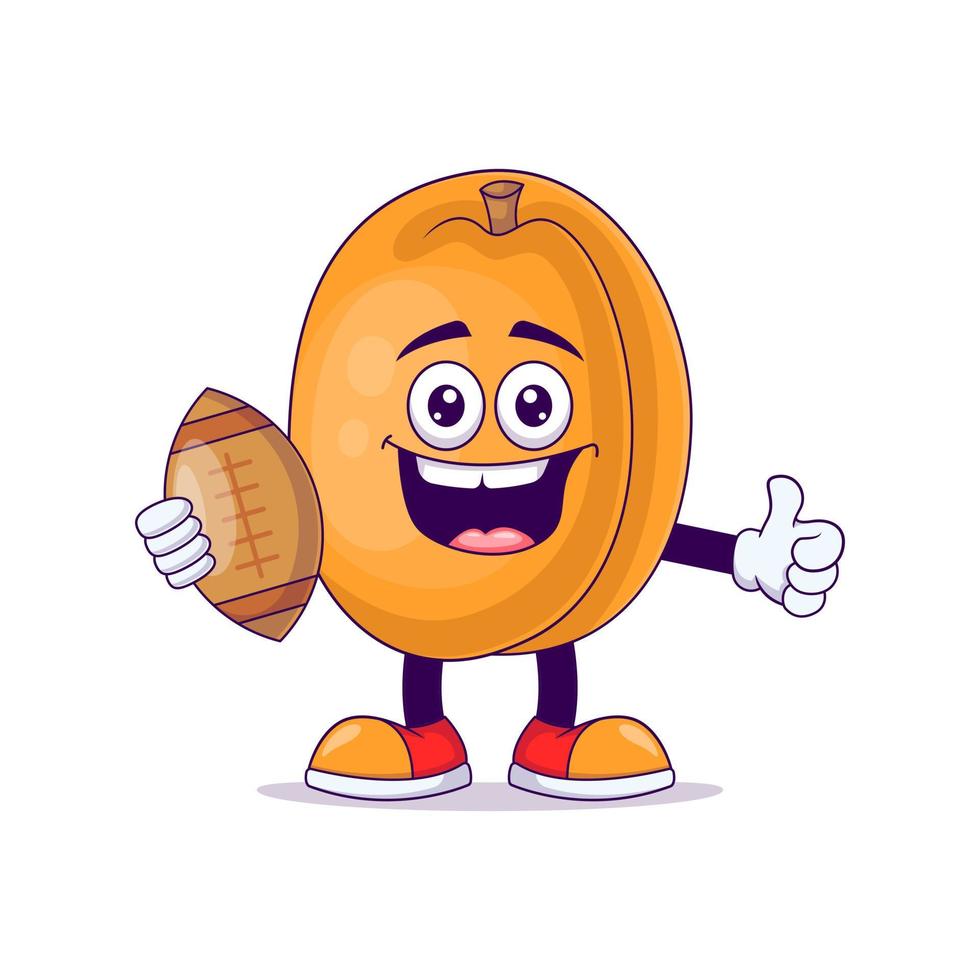 peach playing rugby cartoon mascot character vector