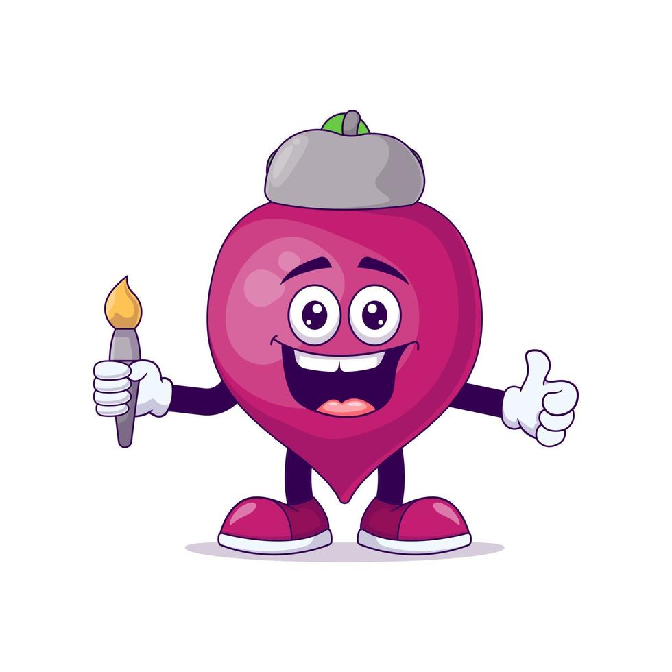 Artist beetroot cartoon mascot character vector